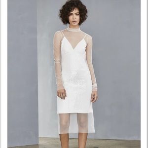NEW Amsale LW131 mesh layered shift dress- SZ2